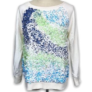 LULU & SKY sequin sweatshirt Medium blues greens
